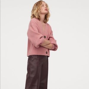 H&M Rib-knit Pink Cardigan